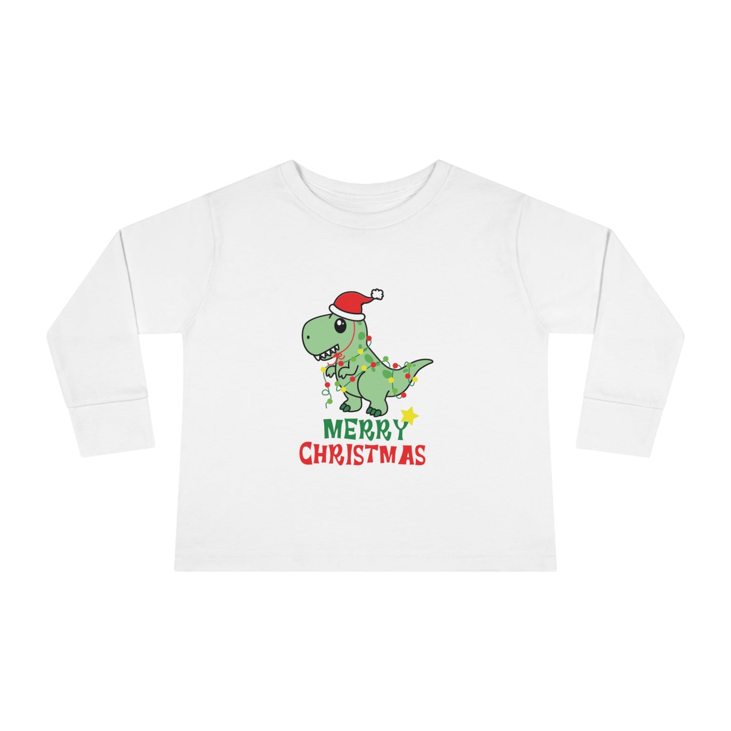 Dino Delight Merry Christmas Toddler Long Sleeve Tee