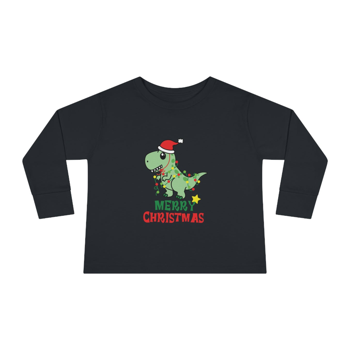 Dino Delight Merry Christmas Toddler Long Sleeve Tee