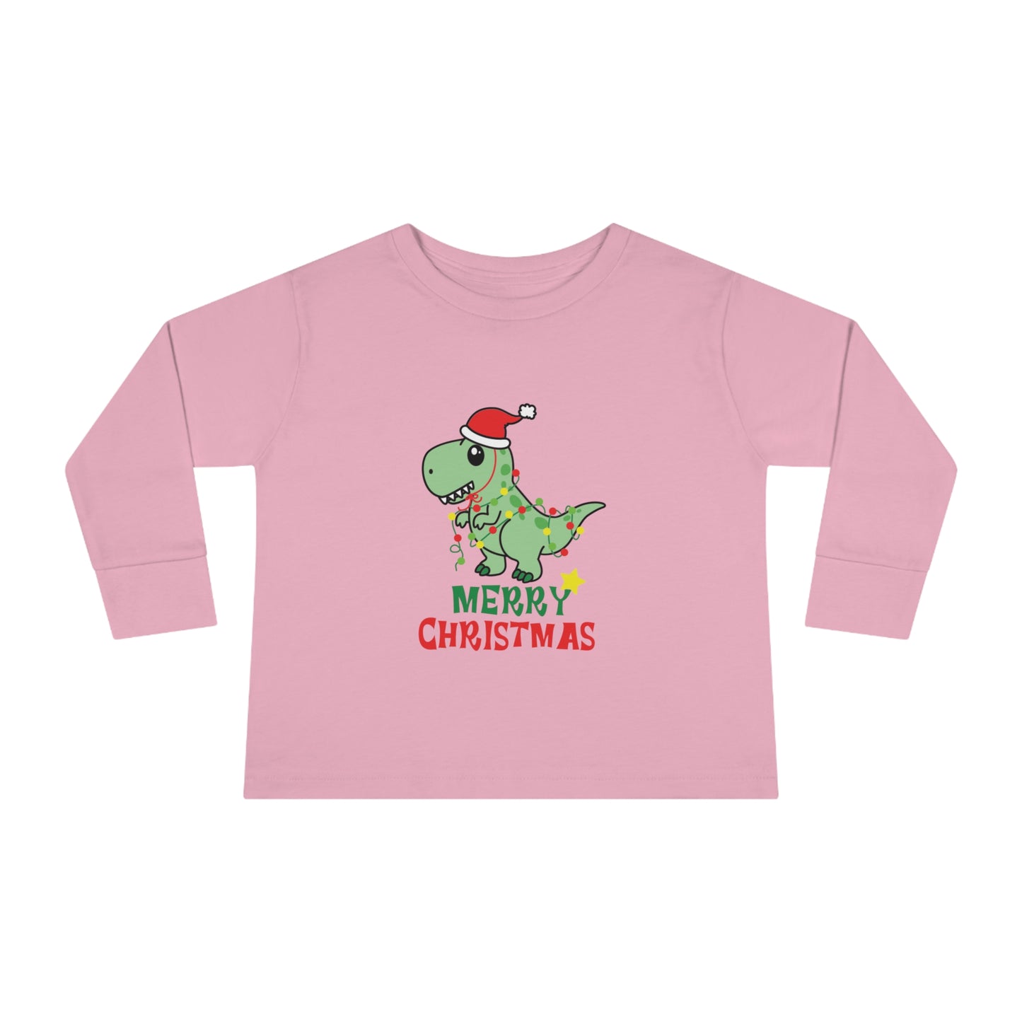 Dino Delight Merry Christmas Toddler Long Sleeve Tee