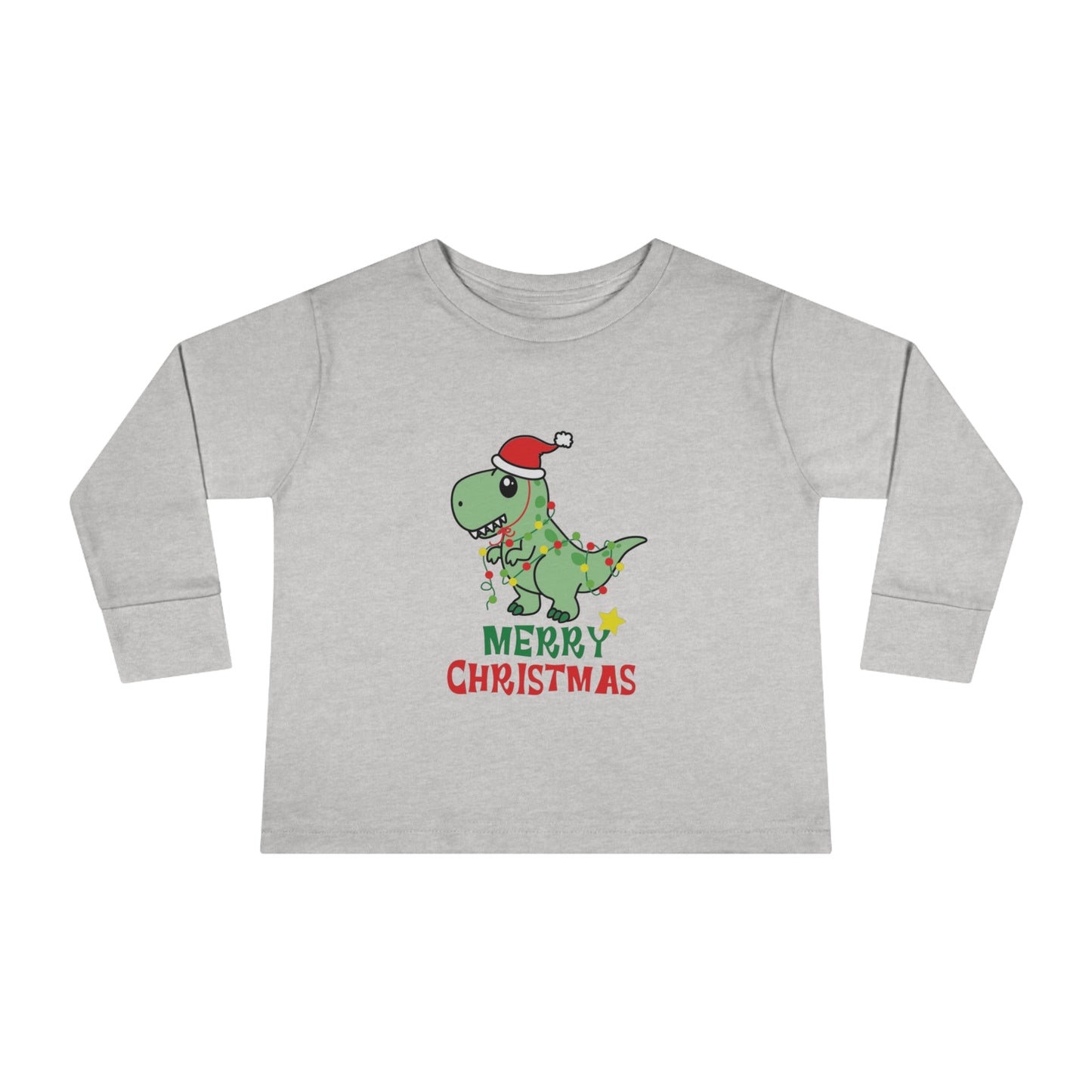 Dino Delight Merry Christmas Toddler Long Sleeve Tee